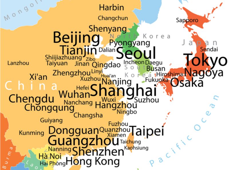 Comparison of visitors to Japan from South Korea, China, Taiwan and Hong Kong in 2019