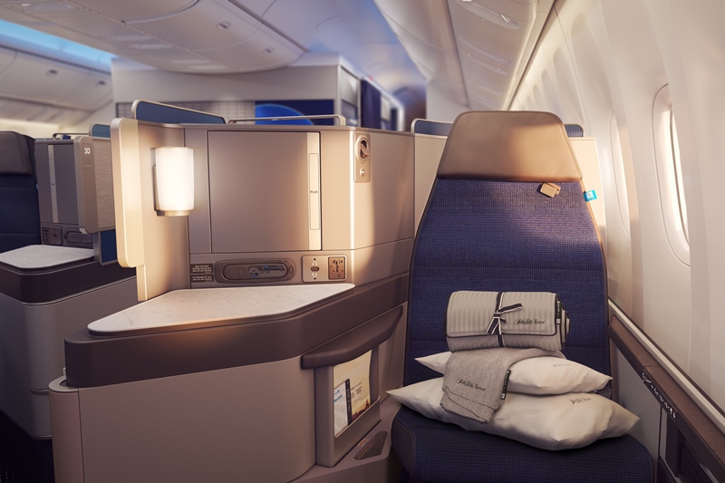 ユナイテッド航空が国際線ビジネスクラスを刷新、「快適な睡眠」コンセプトに寝具開発も