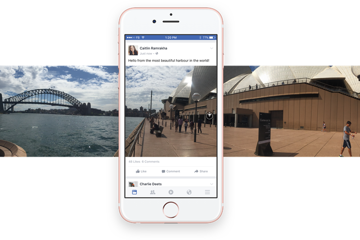 フェイスブックが360度全方位の写真シェアを開始、対応端末でVR環境も可能