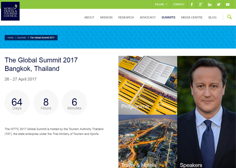 観光産業のダボス会議「WTTCグローバルサミット」、東南アジアで初めてバンコクで開催、2017年は4月26日から