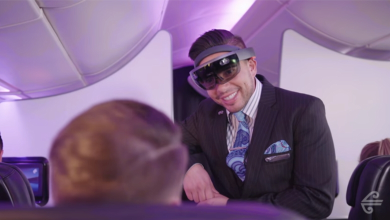 ニュージーランド航空、AR（拡張現実）技術を機内サービスに活用へ、客室乗務員がゴーグル型端末を装着【動画】