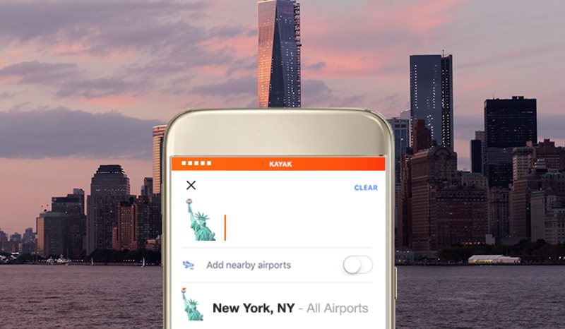 絵文字で旅先の地名検索が可能に、「寿司＝東京」「自由の女神＝ニューヨーク」など、旅行比較サイト「KAYAK」が導入