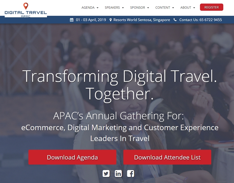 デジタル旅行業界の国際会議「デジタルトラベルAPAC」、4月1日からシンガポールで開催へ（PR）