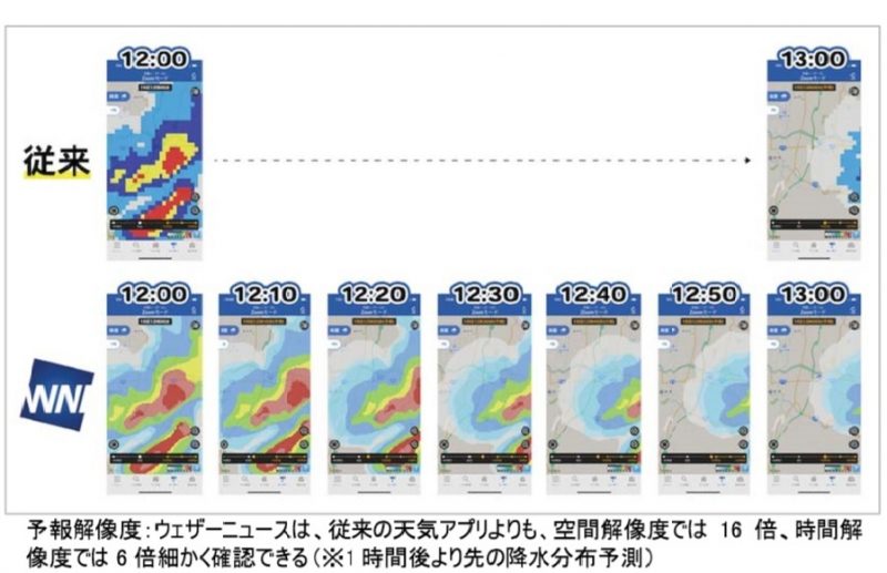 天気アプリ「ウェザーニュース」、企業向けにアプリ情報を販売開始、高解像度雨雲レーダーや災害時アラームなど