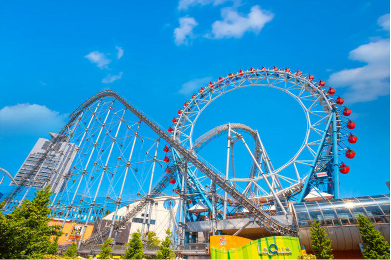 Sales of amusement and theme parks in Japan halved in the last fiscal year