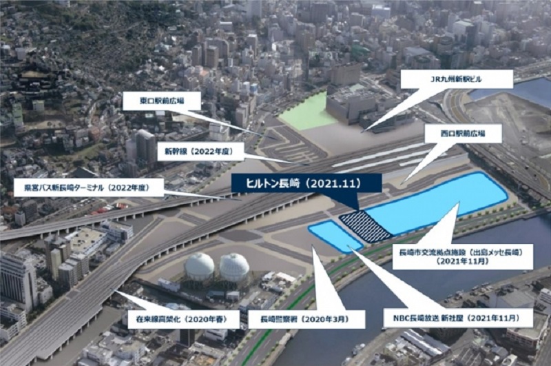 長崎駅直結のヒルトンが開業へ、新たなMICE施設に隣接、交流人口拡大の中核施設に