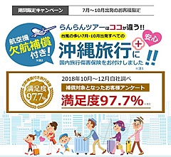 沖縄ツーリスト、台風などの航空便欠航を補償する保険を自動付帯、沖縄行きと那覇発東京ツアーで