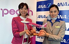 ANA code-shares with Peach Aviation, an ANA subsidiary LCC, on domestic Narita and Chubu routes 