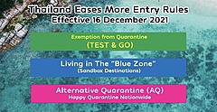 タイ、さらに入国規制を緩和、12月16日から、陸路と海路での入国も可能に、サンドボックス地域の隔離は5日間に短縮