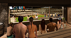 A Japanese professional baseball team will open a hotel with onsen inside of a new stadium 