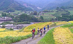 宮崎県高千穂町、棚田をEバイクでめぐるツアー、暮らしや文化にふれる、収益に一部は地域に寄付も