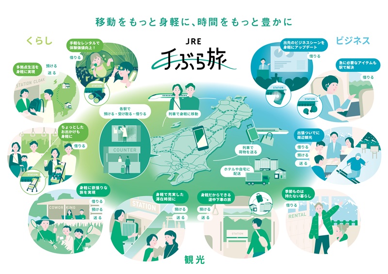 JR東日本、駅でのグッズ貸し出しを事業化、オンライン予約で手ぶら旅