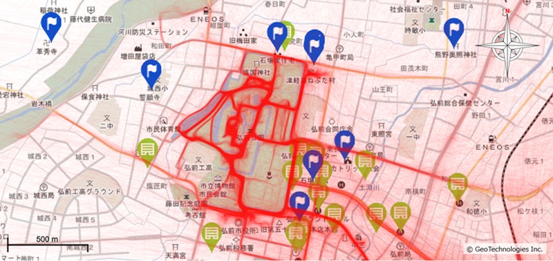 NECと弘前市、地図データ上で観光客の動向分析、観光政策における
