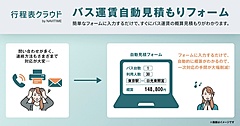ナビタイム、貸切バスの「バス運賃自動見積もりフォーム」機能を提供開始、入力データで行程表作成も
